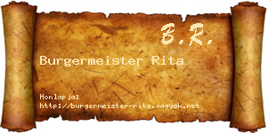 Burgermeister Rita névjegykártya